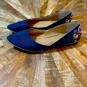 Celebrity Pink Embroidered Flats
